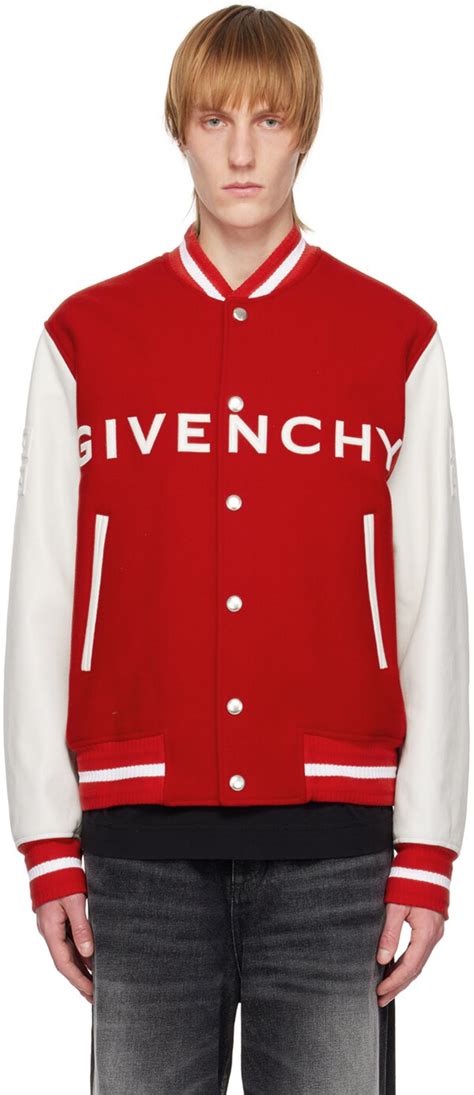 givenchy paris logo bomber jacket back red men|Givenchy men's coats.